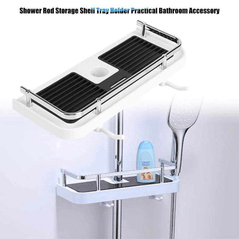 Shower Pole Caddy Shelf 11.8 x 4.7 Inch Adjustable Height 3