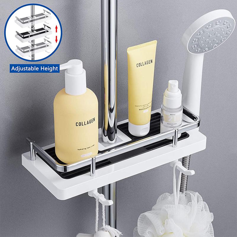 Shower Pole Caddy Shelf 11.8 x 4.7 Inch Adjustable Height 4