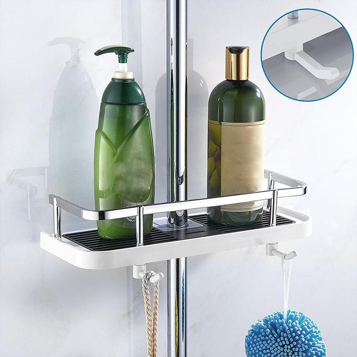Shower Pole Caddy Shelf 11.8 x 4.7 Inch Adjustable Height 5
