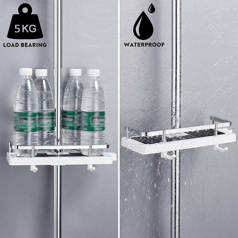 Shower Pole Caddy Shelf 11.8 x 4.7 Inch Adjustable Height 6