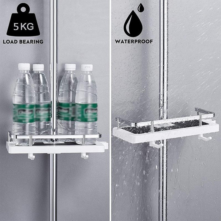 Shower Pole Caddy Shelf 11.8 x 4.7 Inch Adjustable Height 6