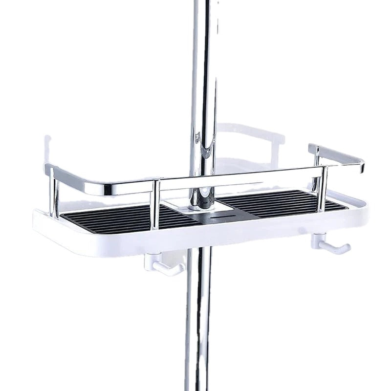 Shower Pole Caddy Shelf 11.8 x 4.7 Inch Adjustable Height on white