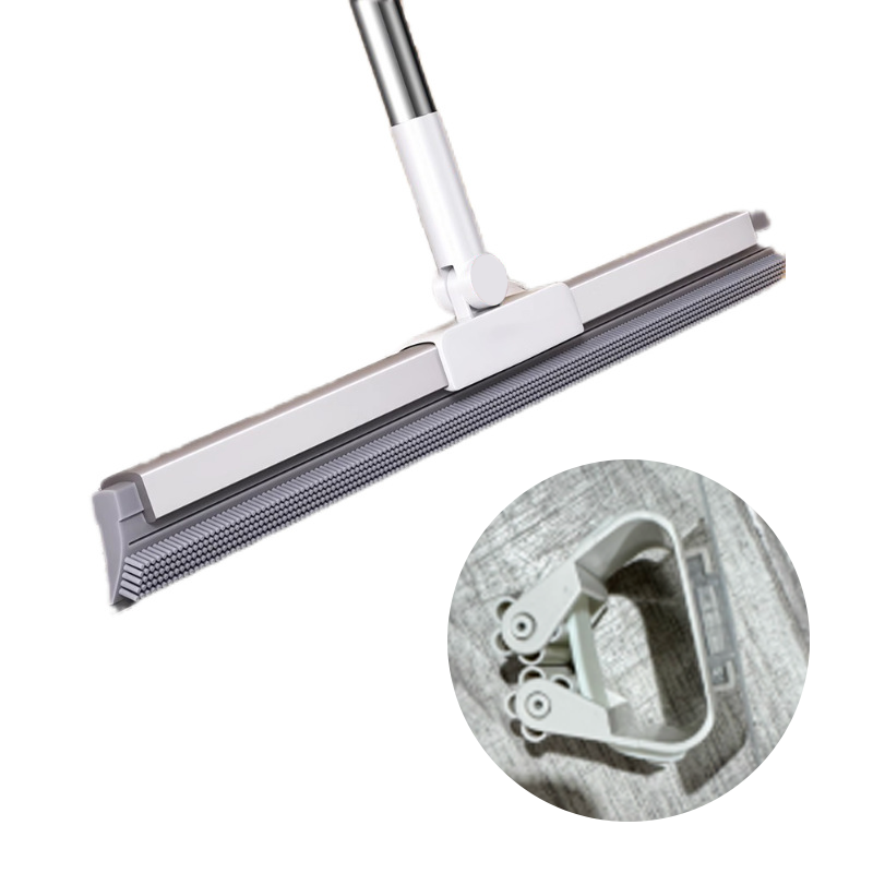 Silicone Broom and Squeegee 2 in 1 Long Handle Gray 1