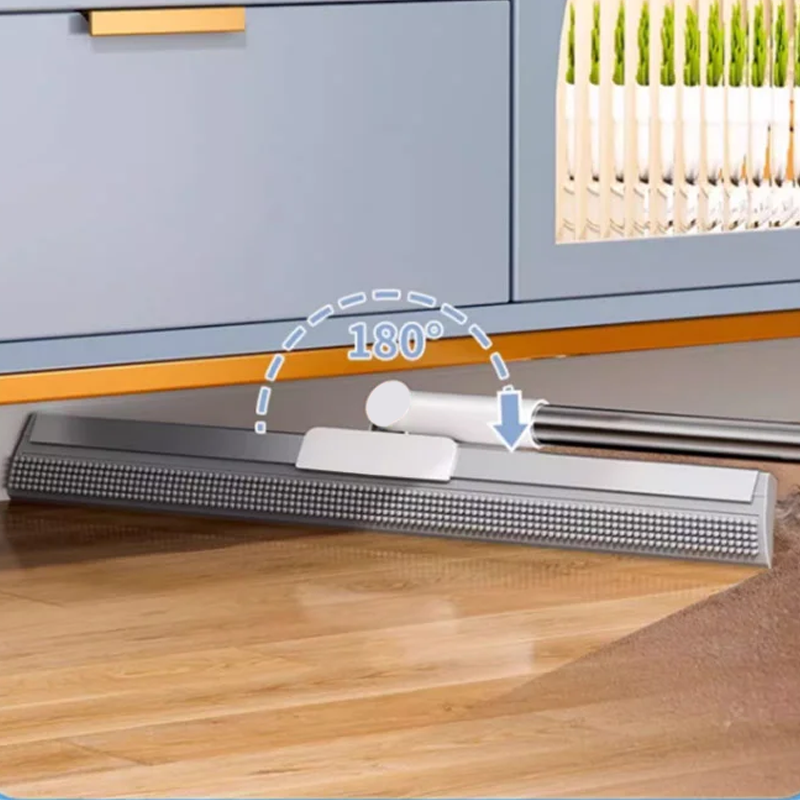 Silicone Broom and Squeegee 2 in 1 Long Handle Gray 4