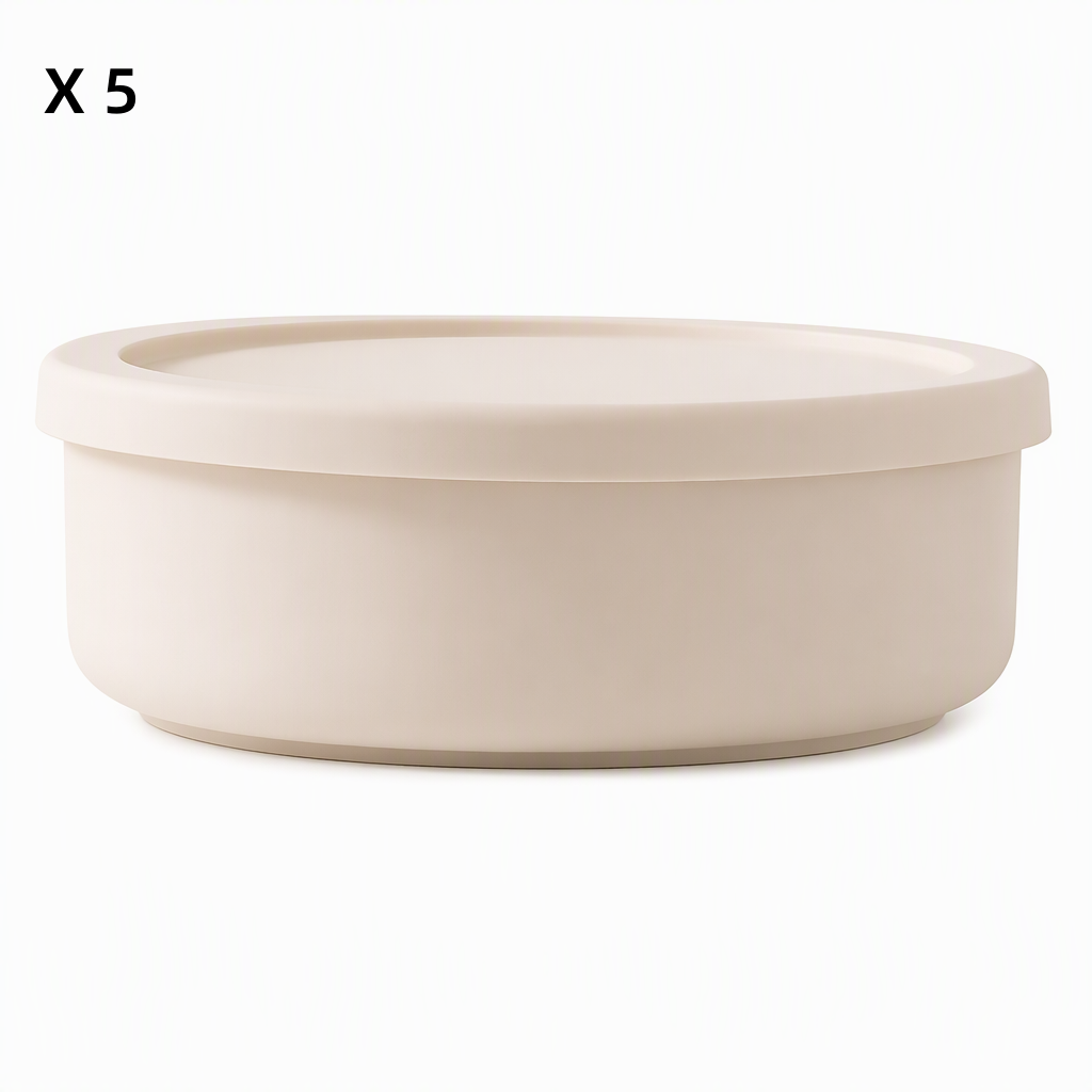Silicone Meat Portion Containers with Lids Set of 5 Beige 5 Pieces 1