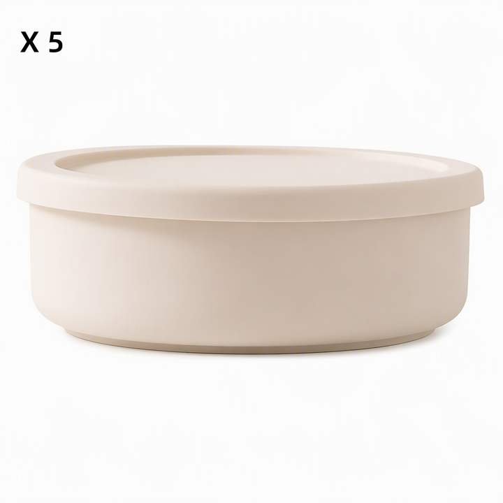 Silicone Meat Portion Containers with Lids Set of 5 Beige 5 Pieces 1