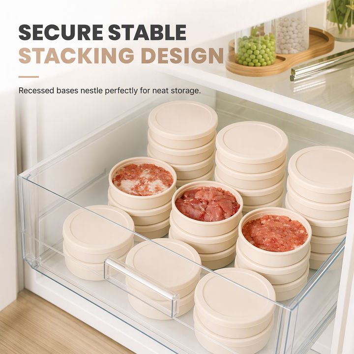 Silicone Meat Portion Containers with Lids Set of 5 Beige 5