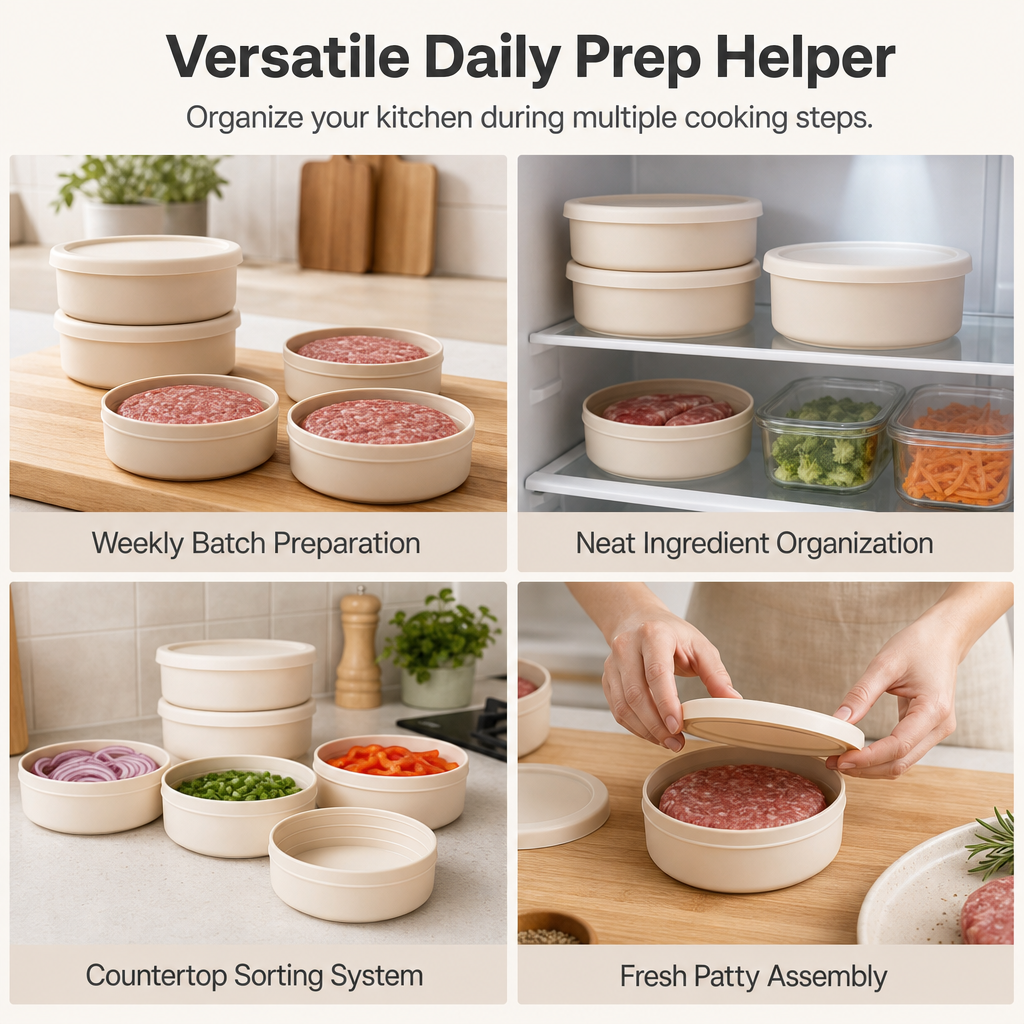 Silicone Meat Portion Containers with Lids Set of 5 Beige 7