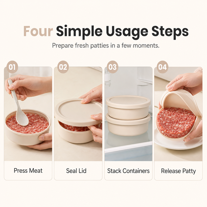 Silicone Meat Portion Containers with Lids Set of 5 Beige 9