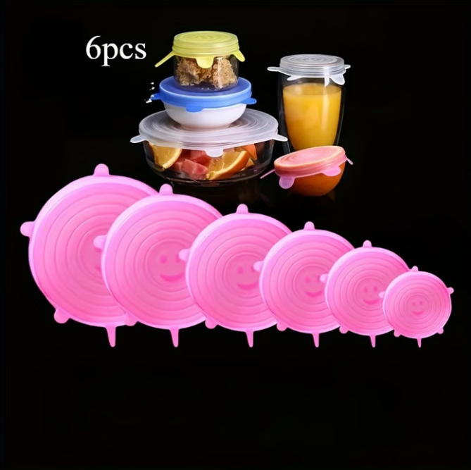 Silicone Stretch Lids Set of 12 for Bowls and Containers Pink 1