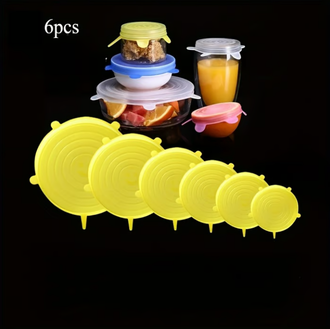 Silicone Stretch Lids Set of 12 for Bowls and Containers Yellow 1