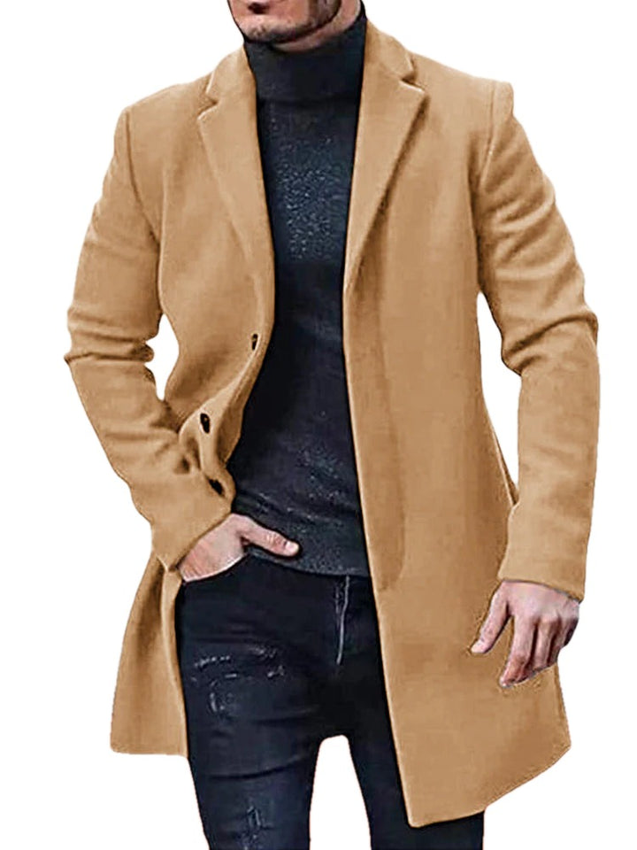 Single Breasted Wool Blend Coat Notch Lapel on white