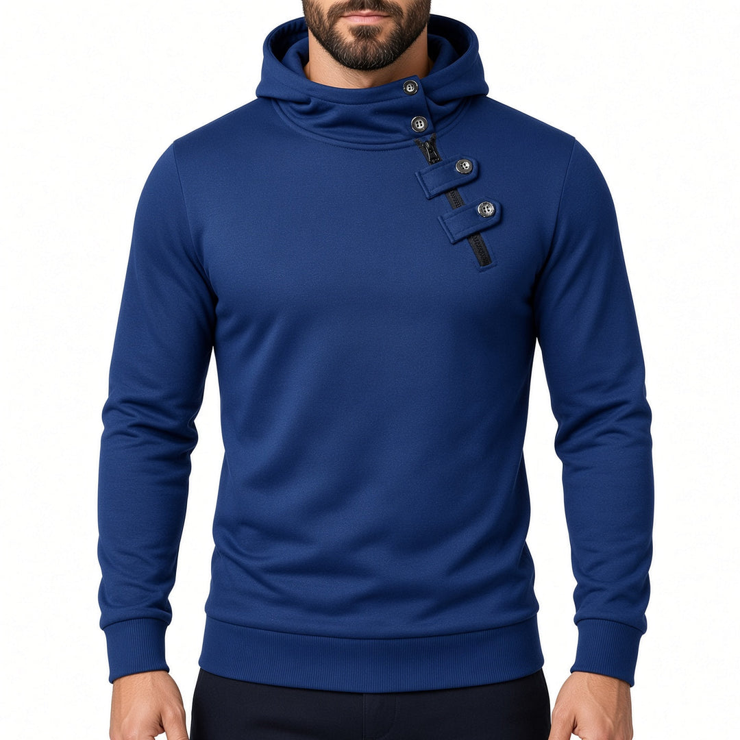 Slim Fit Asymmetric Zip Button Neck Hoodie Set of 3 Royal Blue 1