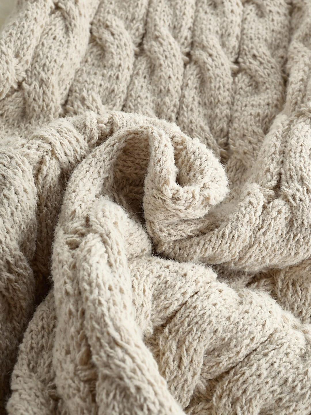 Slim Fit Cable Knit Long Cardigan Stand Collar Beige 5