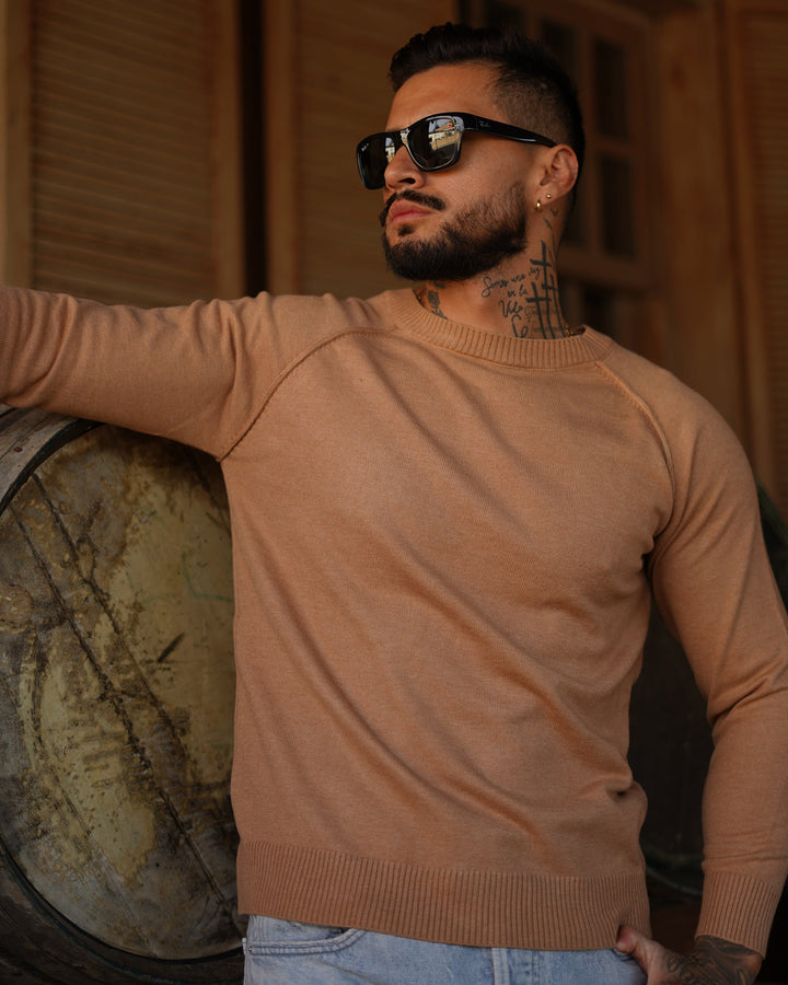 Slim Fit Raglan Crewneck Pullover Sweater Set of 3 Camel 2