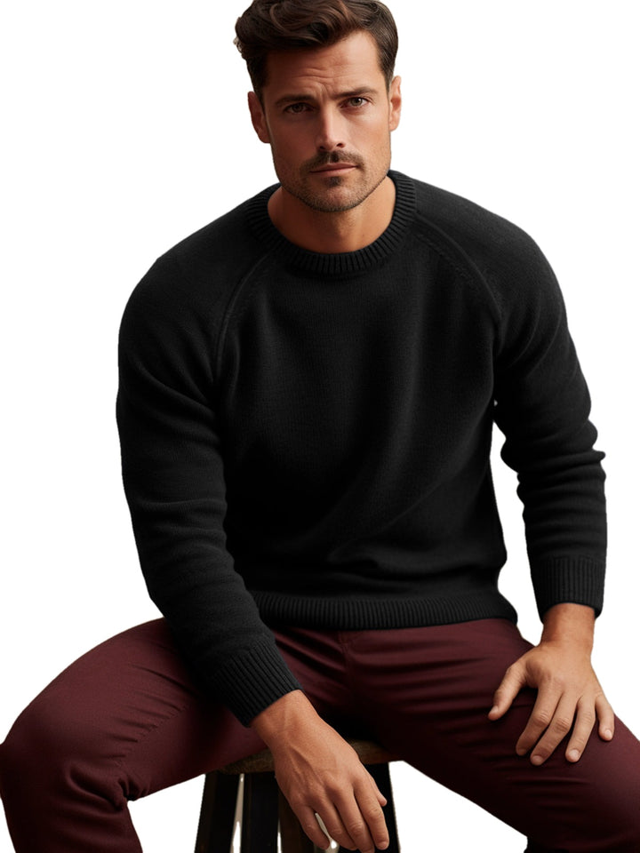 Slim Fit Raglan Crewneck Pullover Sweater Set of 3 on white