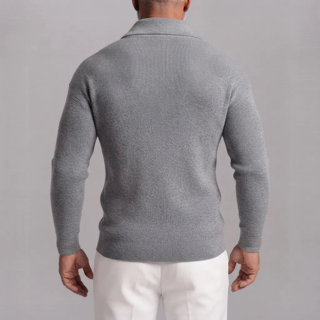 Slim Fit Ribbed Knit Full Zip Cardigan Set of 2 Gray 3
