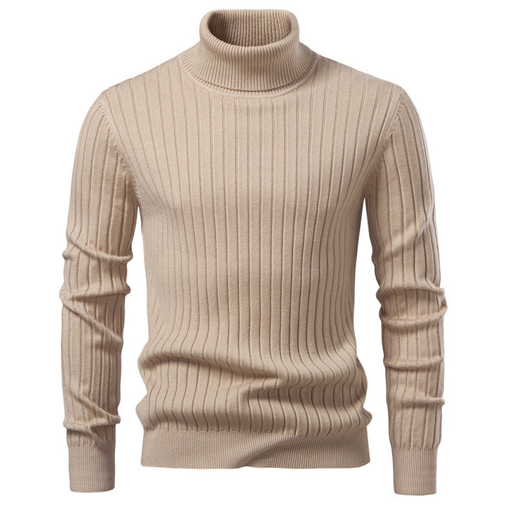 Slim Fit Ribbed Knit Turtleneck Sweater Set of 2 Beige 1