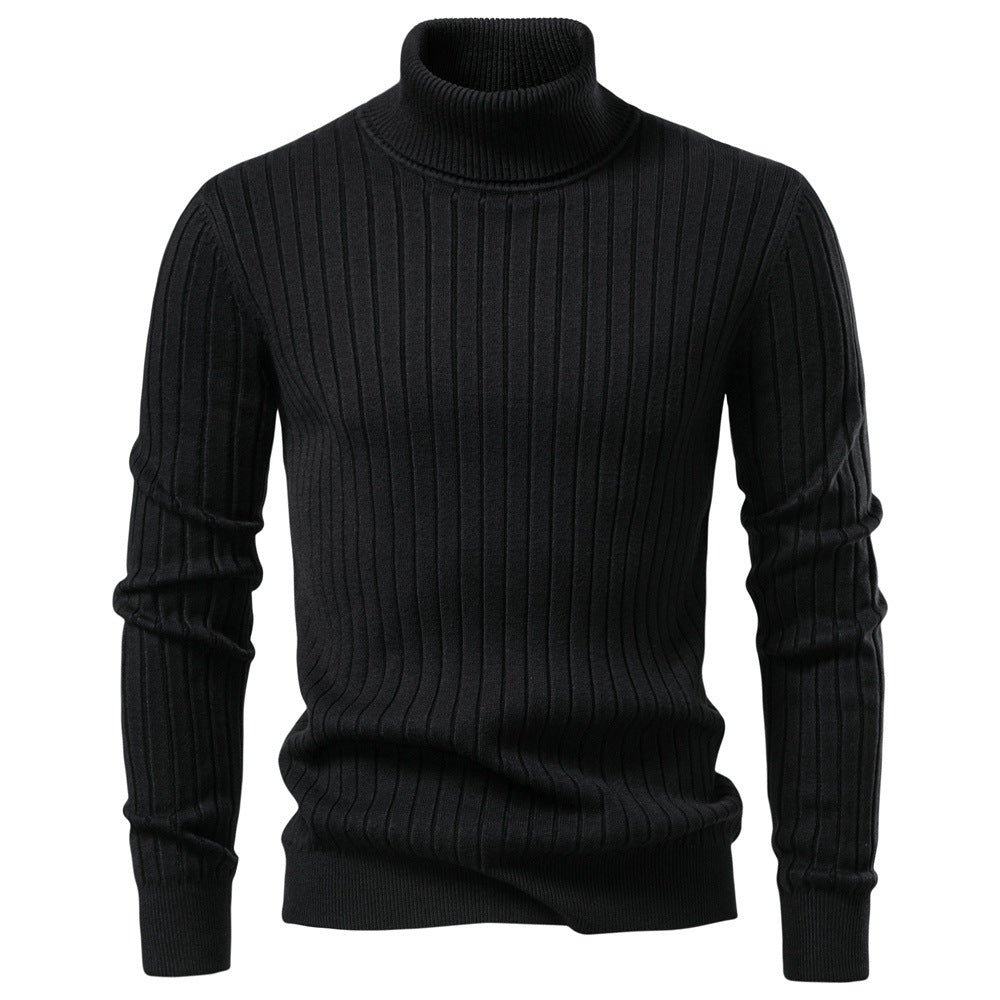 Slim Fit Ribbed Knit Turtleneck Sweater Set of 2 Black 1