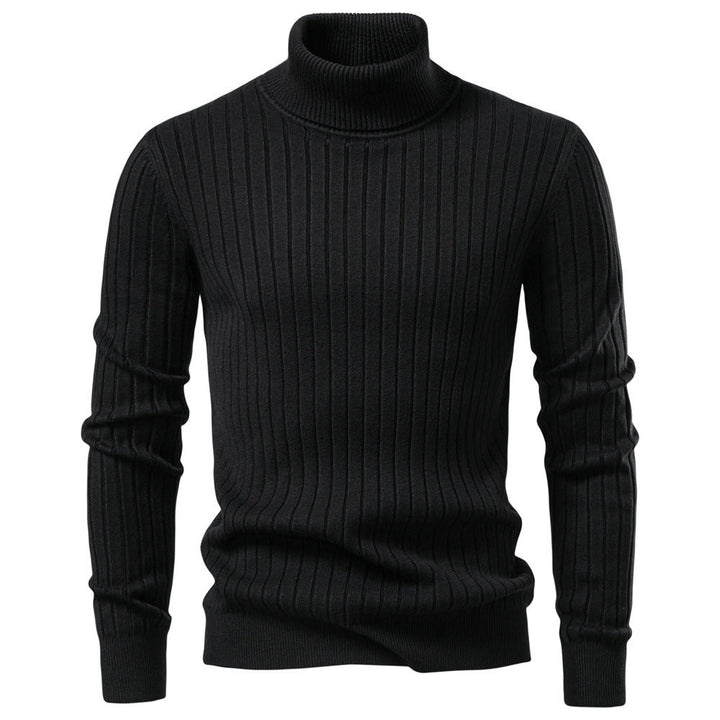 Slim Fit Ribbed Knit Turtleneck Sweater Set of 2 Black 1