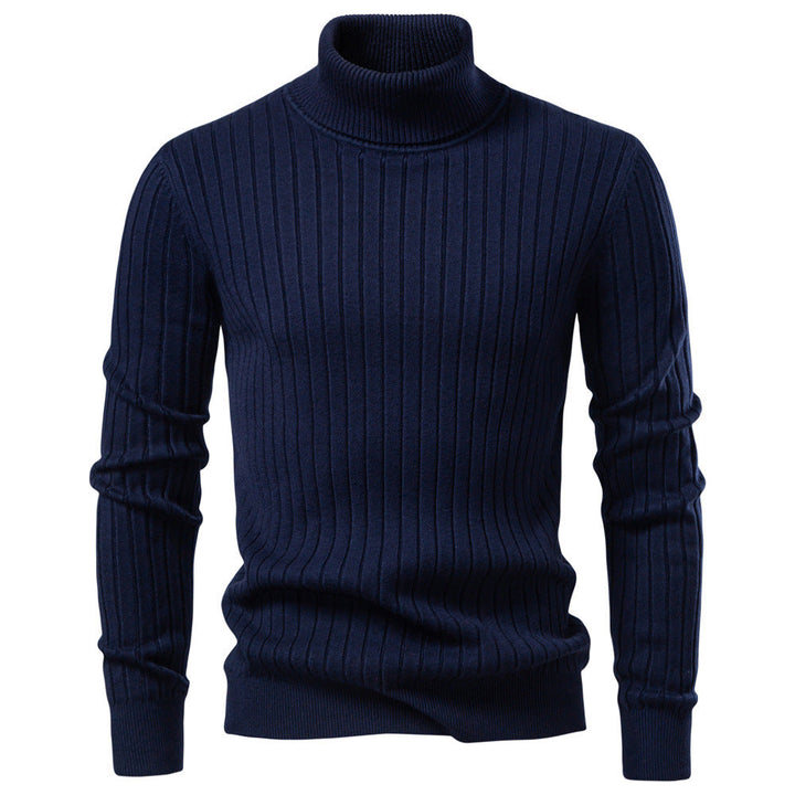 Slim Fit Ribbed Knit Turtleneck Sweater Set of 2 Navy 1