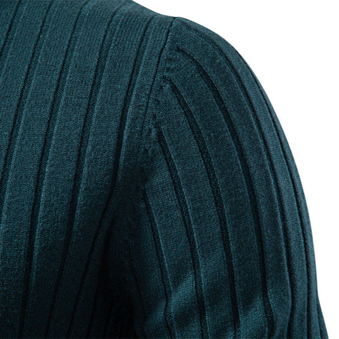 Slim Fit Ribbed Knit Turtleneck Sweater Set of 2 Teal 3