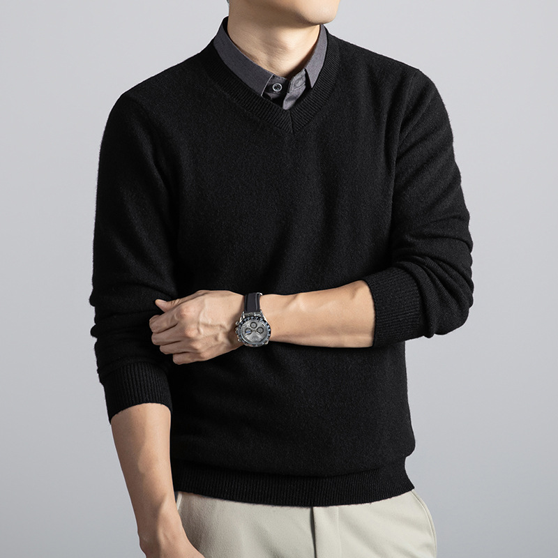 Slim Fit Soft Knit Crew Neck Sweater Set of 2 Black 1