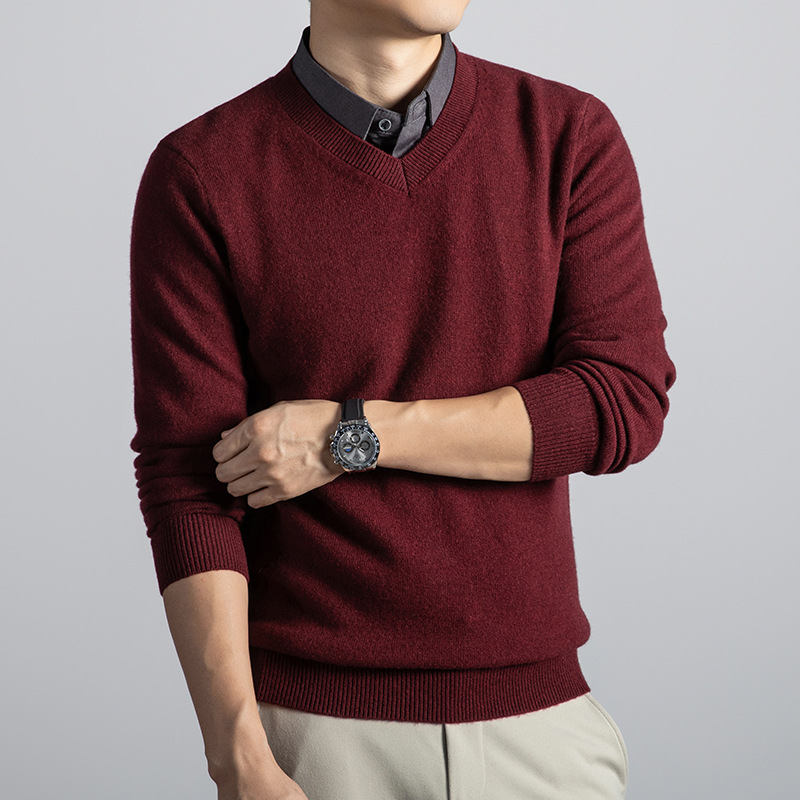 Slim Fit Soft Knit Crew Neck Sweater Set of 2 Burgundy 1
