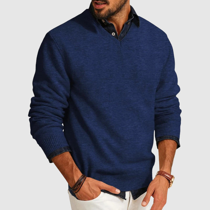 Slim Fit Soft Knit Crew Neck Sweater Set of 2 Navy 1