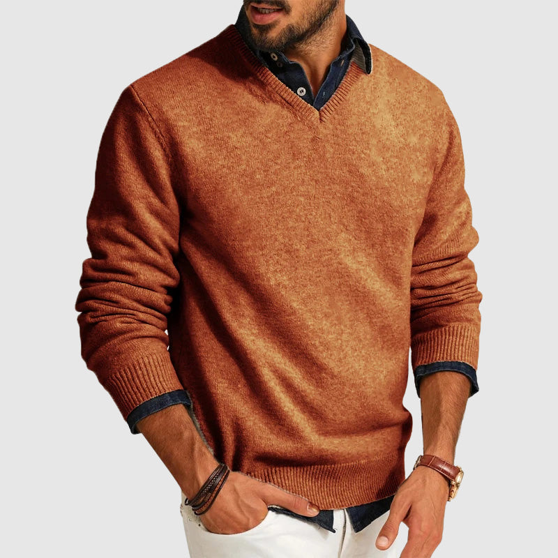 Slim Fit Soft Knit Crew Neck Sweater Set of 2 Rust 1