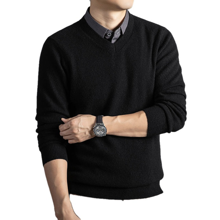 Slim Fit Soft Knit Crew Neck Sweater Set of 2 on white