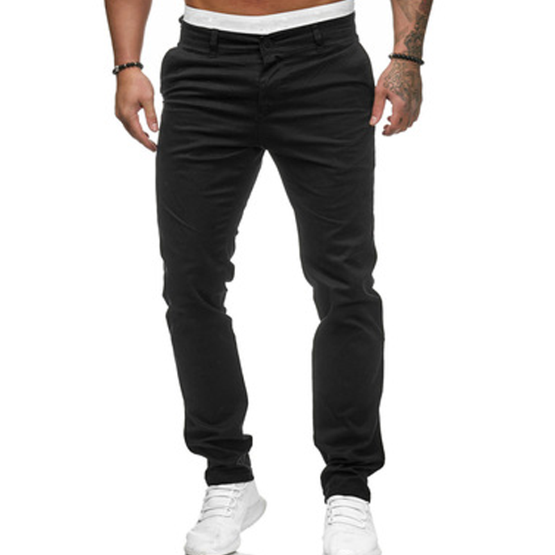 Slim Fit Stretch Tapered Pants Flat Front Black 1