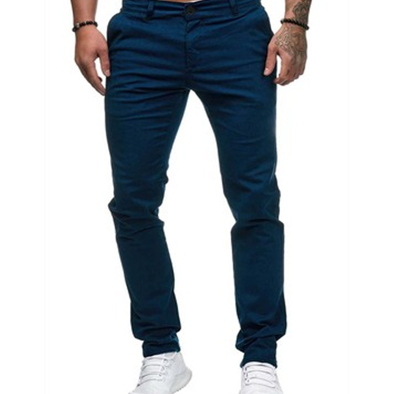 Slim Fit Stretch Tapered Pants Flat Front Dark Blue 1