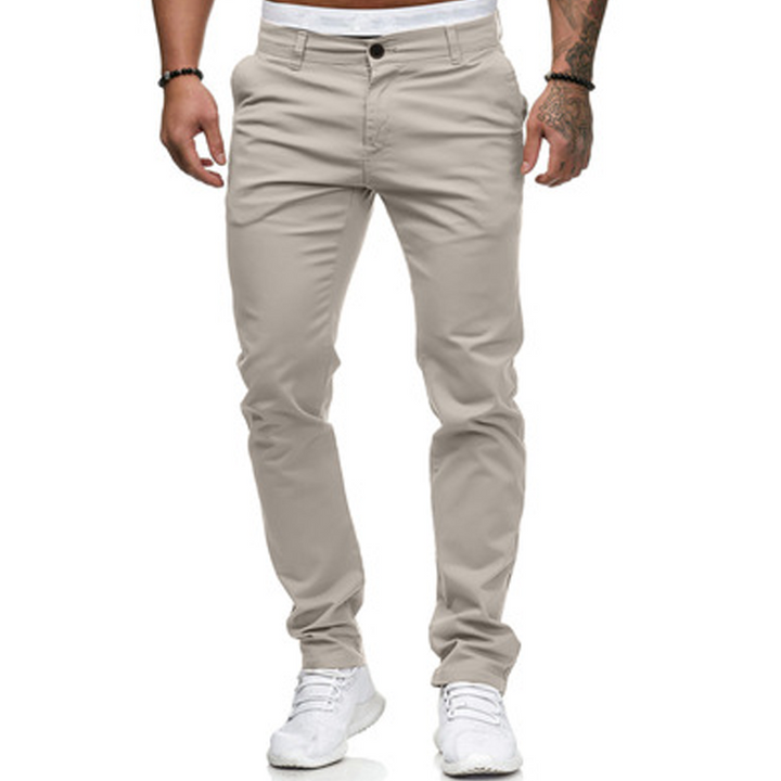 Slim Fit Stretch Tapered Pants Flat Front Khaki 1