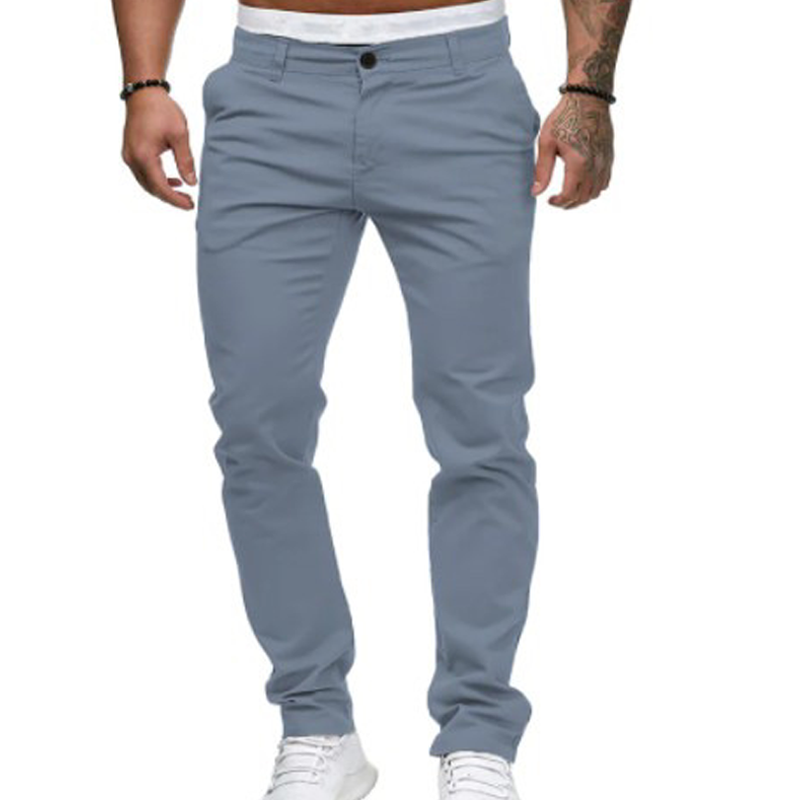 Slim Fit Stretch Tapered Pants Flat Front Light Blue 1