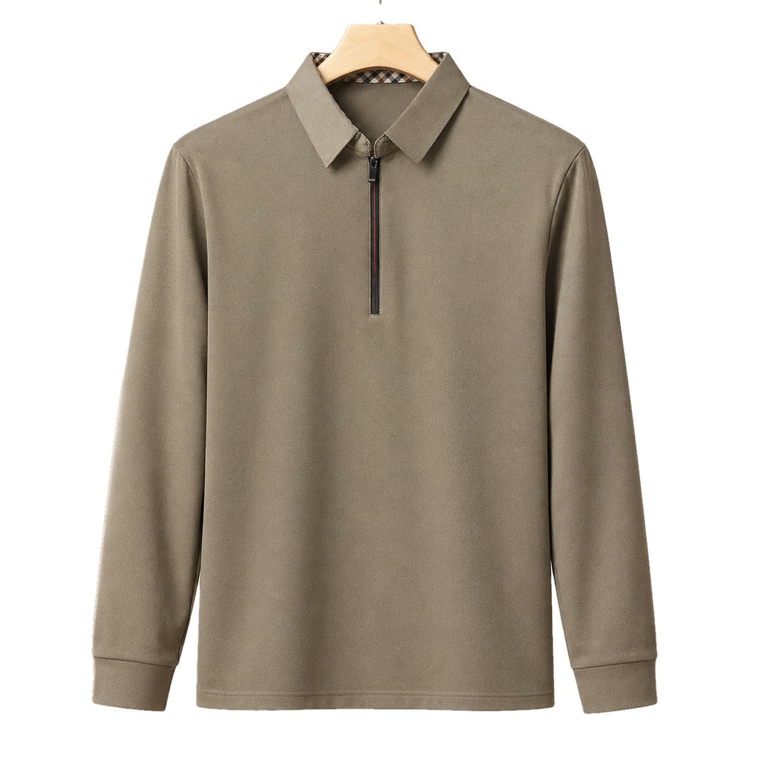 Slim Fit Woven Half Zip Long Sleeve Polo Set of 3 on white