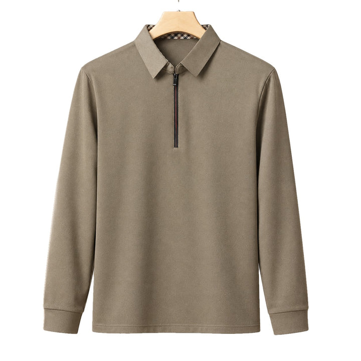 Slim Fit Woven Half Zip Long Sleeve Polo Set of 3 on white