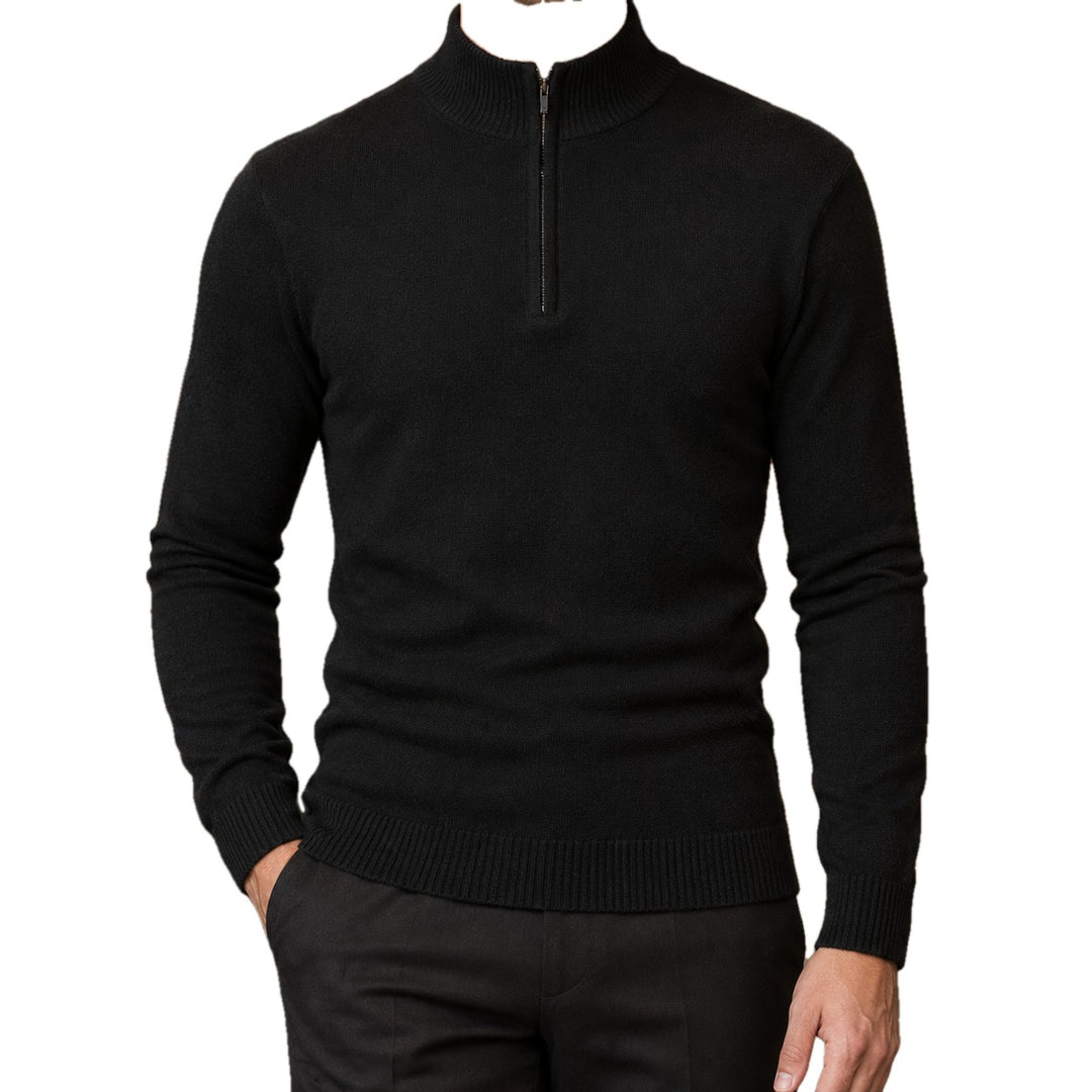 Slim Knit Half Zip Sweater Stand Collar Set of 3 on white