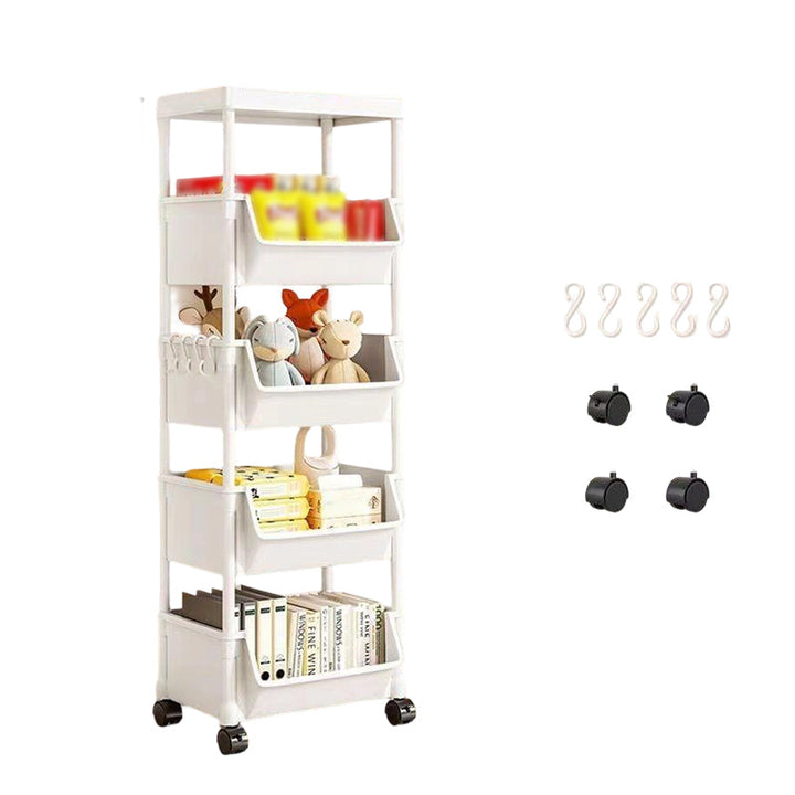Slim Rolling Storage Cart 2 to 5 Tier With Lid 3