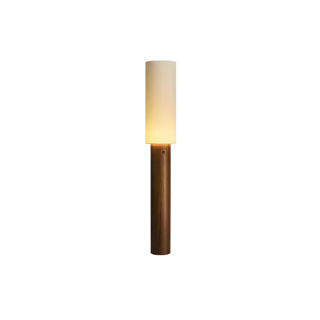 Slim Wood Column Floor Lamp Cylinder Fabric Shade 55.1 in Natural Wood 1