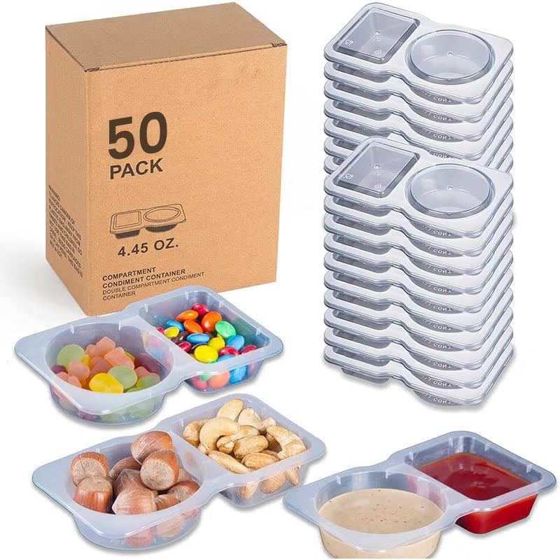 Snack Containers with Lids Double Compartment 140 ml 50 Pieces 1
