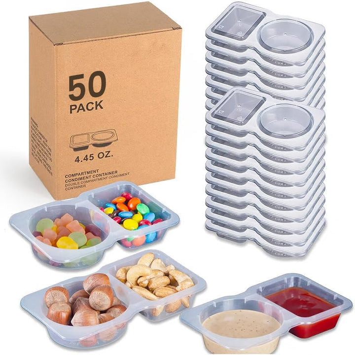 Snack Containers with Lids Double Compartment 140 ml 50 Pieces 1