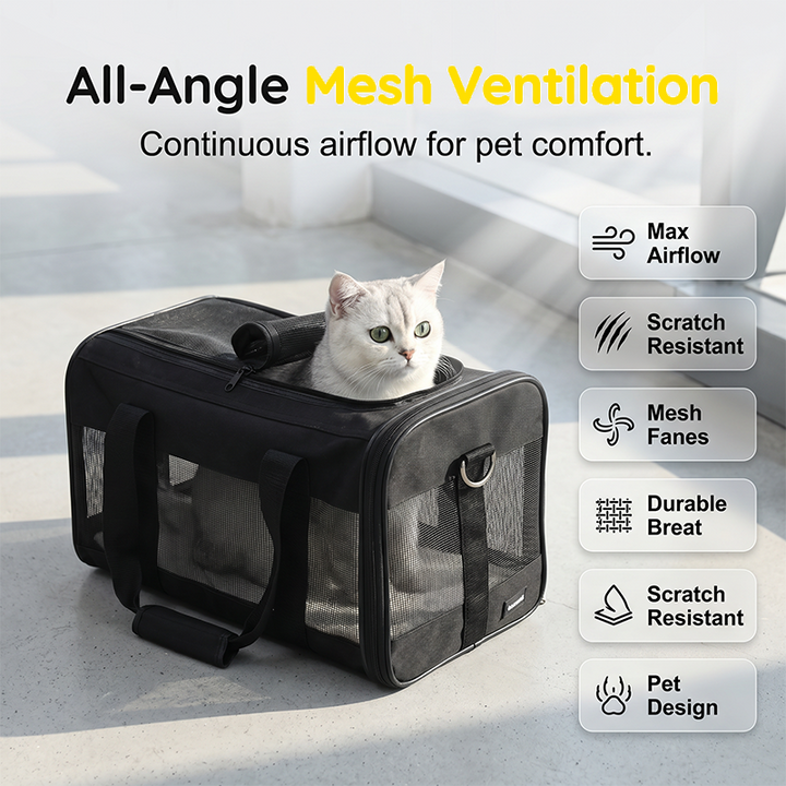 Soft Sided Pet Carrier Mesh Panels 16.5 x 9.4 x 9.8 Inch Black 1