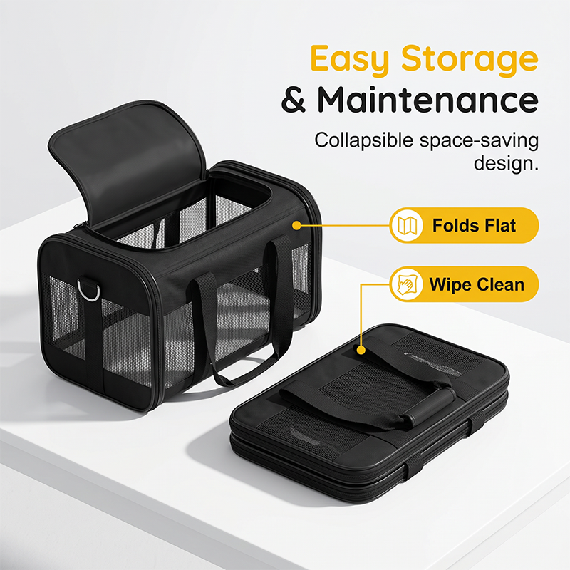 Soft Sided Pet Carrier Mesh Panels 16.5 x 9.4 x 9.8 Inch Black 5