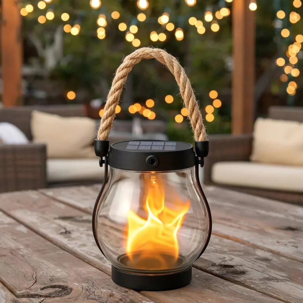 Solar Flame Lantern with Rope Handle Clear 1 Lantern 1