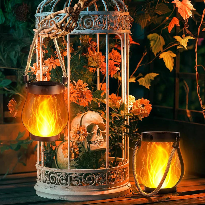 Solar Flame Lantern with Rope Handle Clear 6