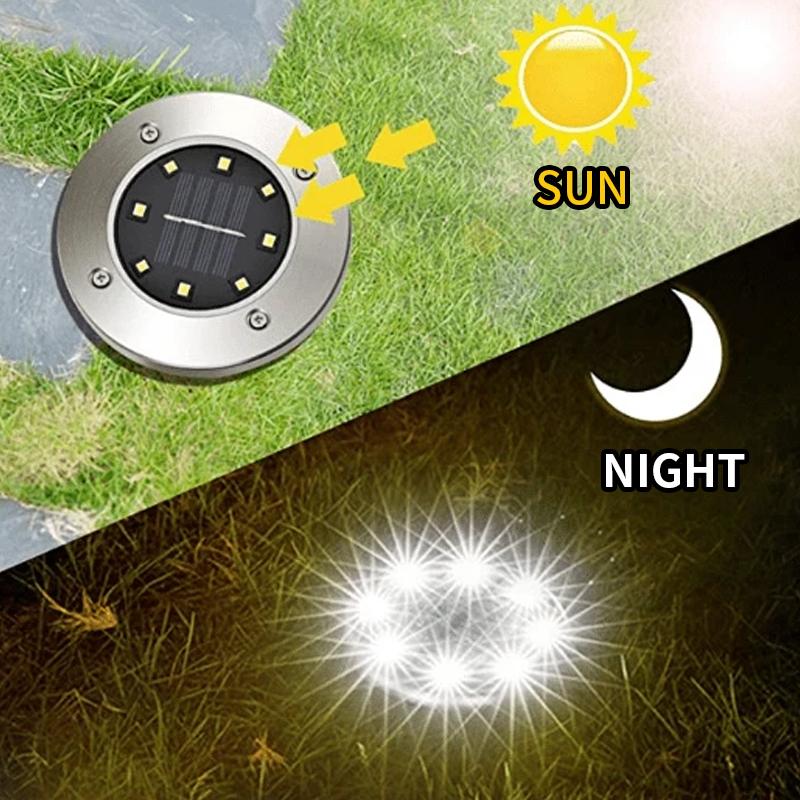 Solar Ground Lights Stainless Steel Set of 3 1