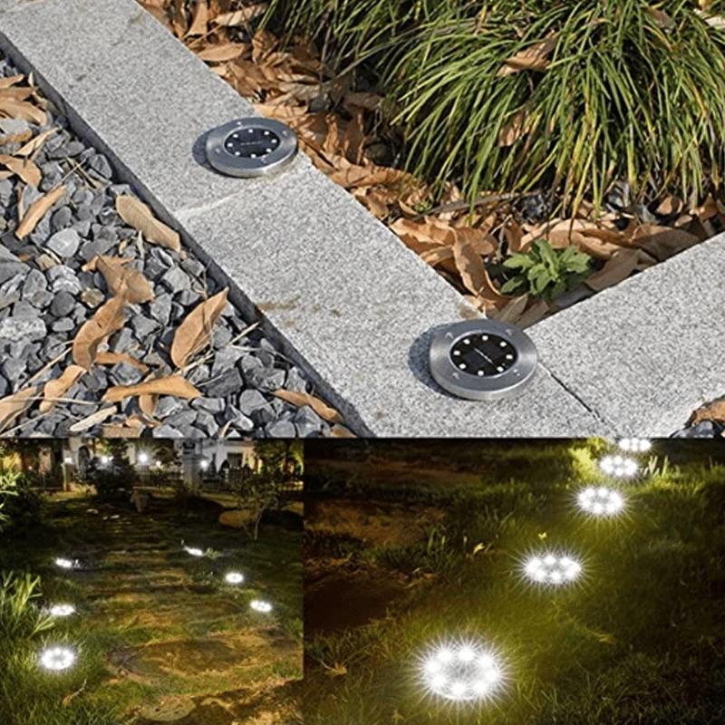 Solar Ground Lights Stainless Steel Set of 3 3
