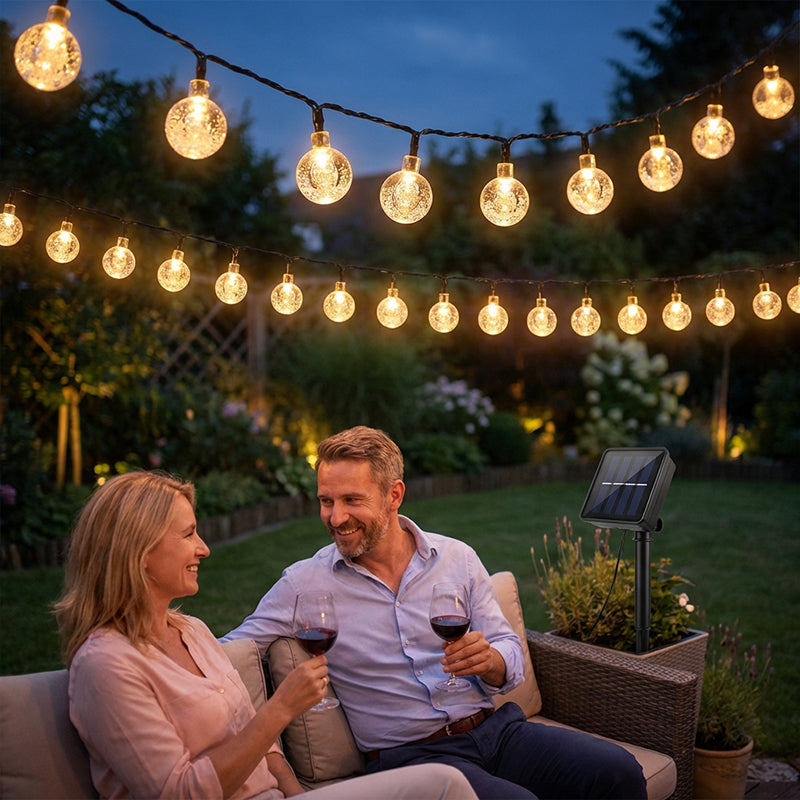Solar String Lights 39 ft 100 LED Crystal Bubble Balls 1