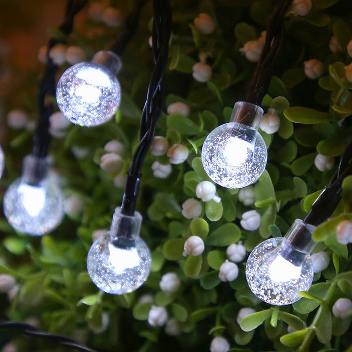 Solar String Lights 39 ft 100 LED Crystal Bubble Balls Cool White 1